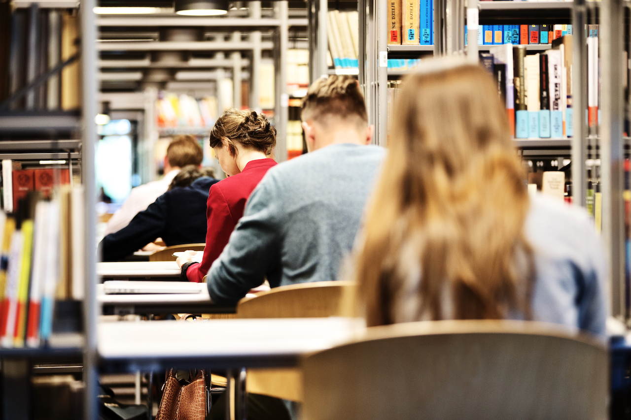 Students in a library