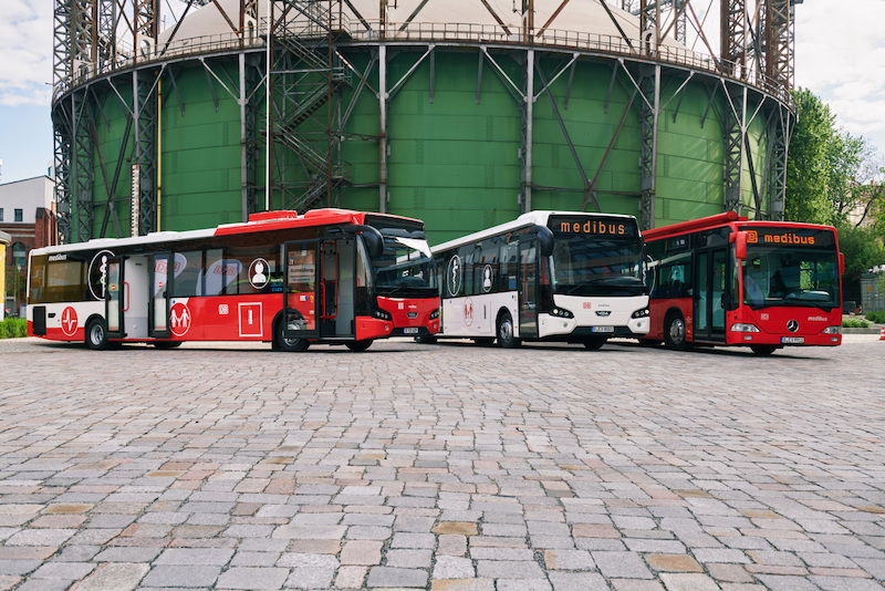Three medibus buses together