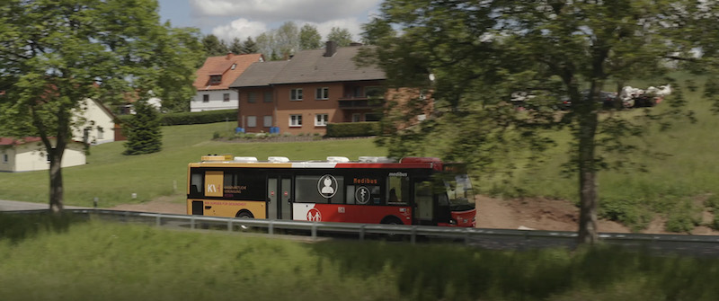 Medibus driving through the countryside