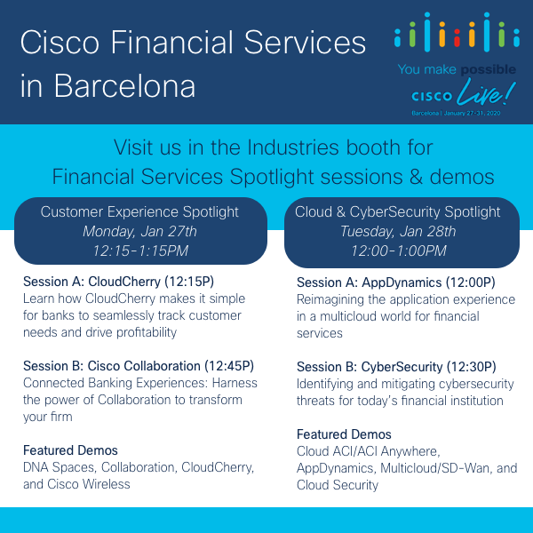 Cisco Financial Services in Barcelona Sessions and Demos