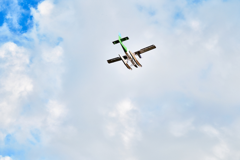 biplane in the clouds