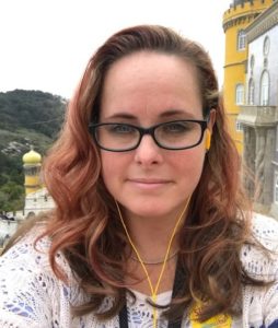 Claranne poses in front of Sintra Castle in Lisbon, Portugal.