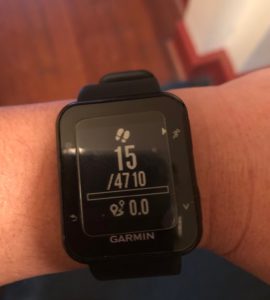 Maria's smart watch showing the 15 steps it takes to get to the office every day.