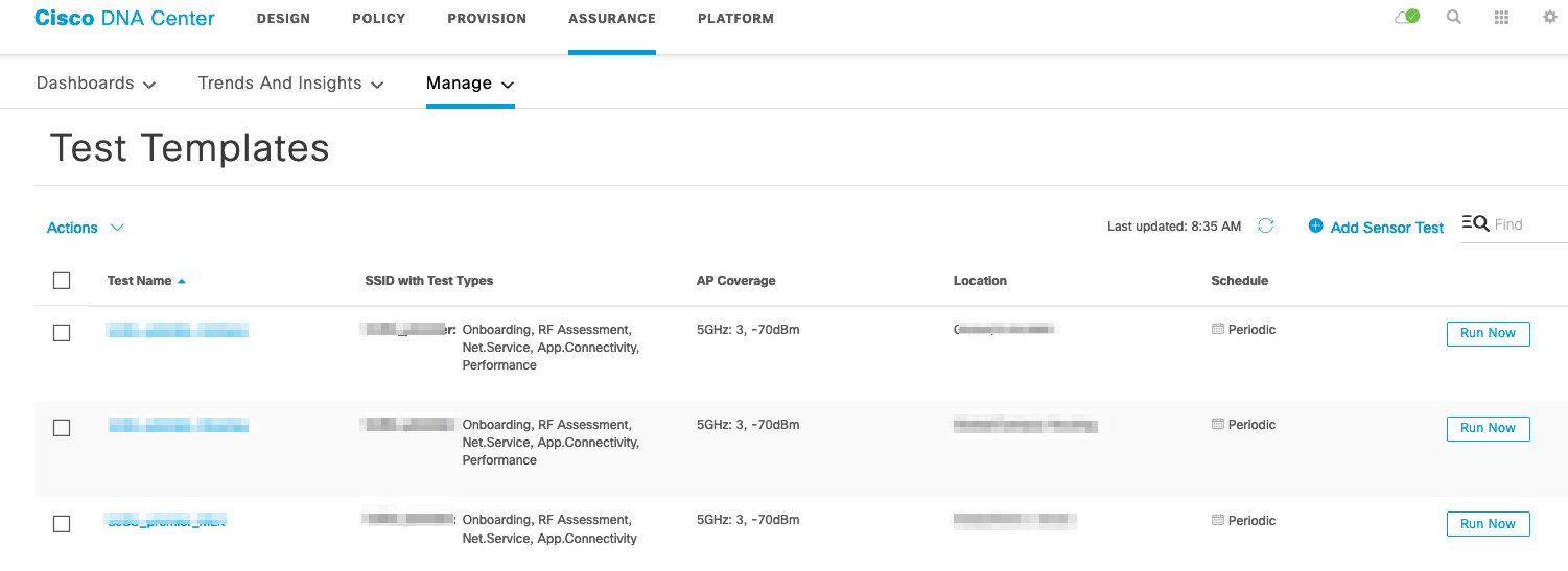 Cisco DNA Center Test Templates