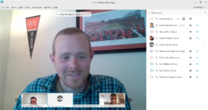 A screenshot of a Friday Social Webex meeting and it's participants.