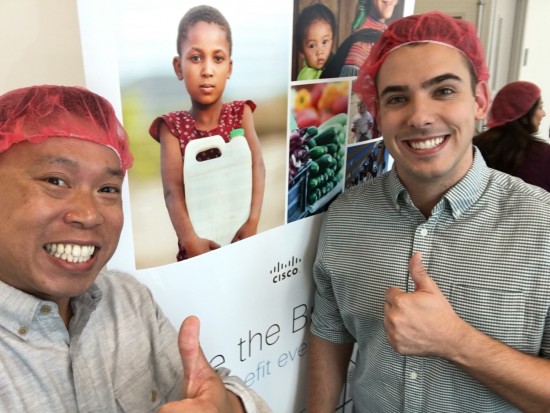 Eric and I were just two of 300 volunteers who packaged more than 50,000 meals as part of Cisco's Be the Bridge campaign