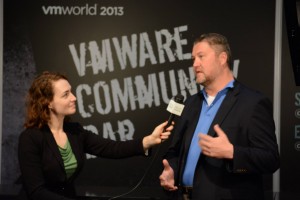Community Building! Amy Lewis interviewing Fred Nix at VMworld Barcelona. (photo credit: Nick Howell)