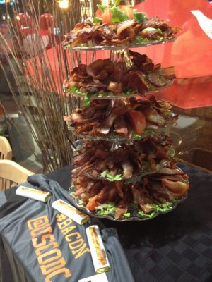 Yes, that is a tower of real bacon at #vBacon.