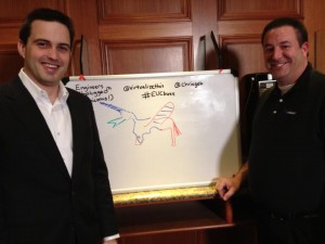 Dave Kinsman (WWT) and Chris Gebhardt (NetApp) with the world's first duck-i-corn. 