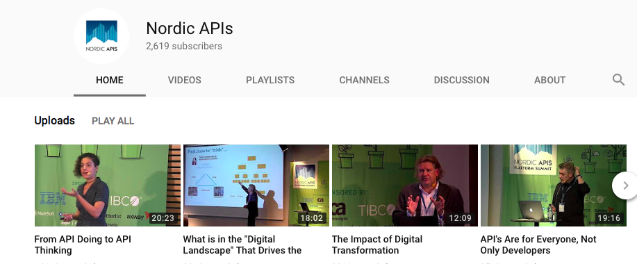 Nordic APIs YouTube channel