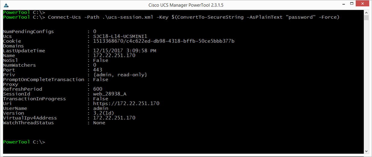 Connect-Ucs using output from Export-UcsPsSession