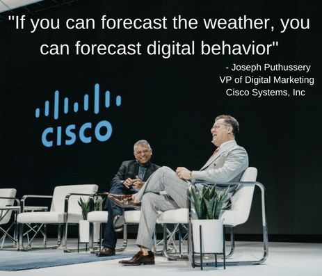 "If you can forecast the weather, you can forecast digital behavior." JP Puthussery, VP of Digital Marketing for Cisco Systems Inc.