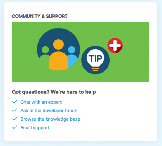 Webex Meetings Community and Support screen image