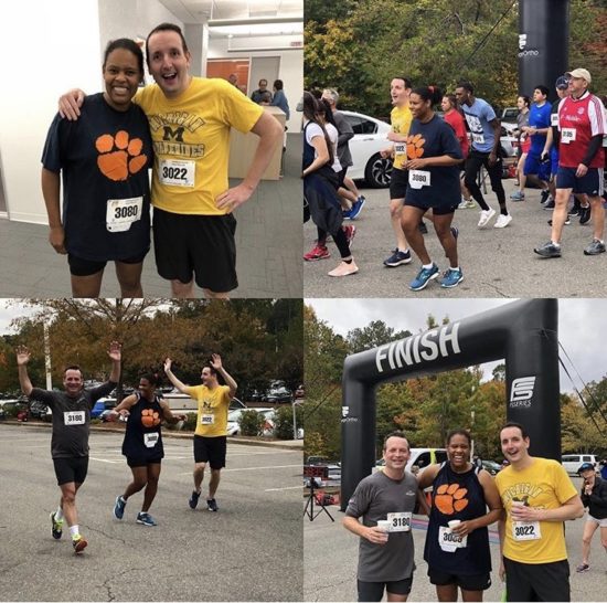 A collage of Jeff and friends at the annual RTP 5k.