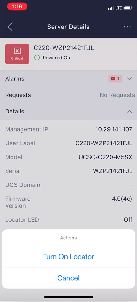 Intersight Mobile App server location details