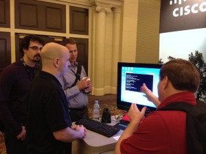 James Schultz, CSR product manager, runs a demo with curious customers