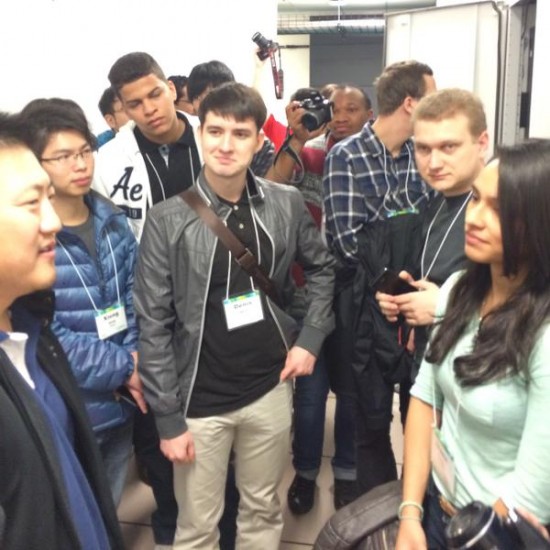 Students from countries like Colombia and Greece listened as Nick explained the configuration of the data center