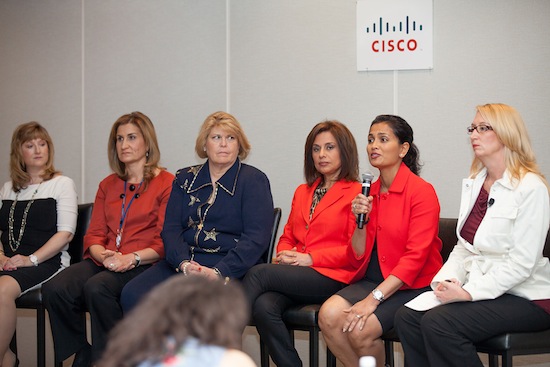 Executive panelists Karen Mangia, Dima Khoury, Maria Cannon, Afsaneh Laidlaw, Liz Centoni and moderator Tara Fortier