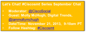 #Ciscosmt November 21st Twitter Chat