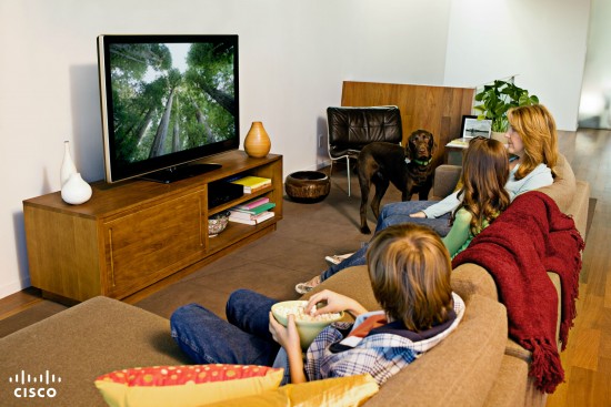 Family watching TV