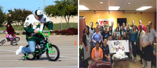 Employees in Richardson and Houston, Texas raised money and packaged meals for hunger relief organizations. 