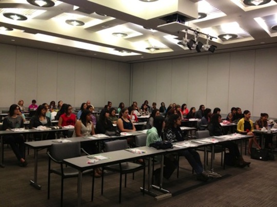 Forty teens from 4 schools attended the Girls in ICT Day event at Cisco headquarters in San Jose, California.