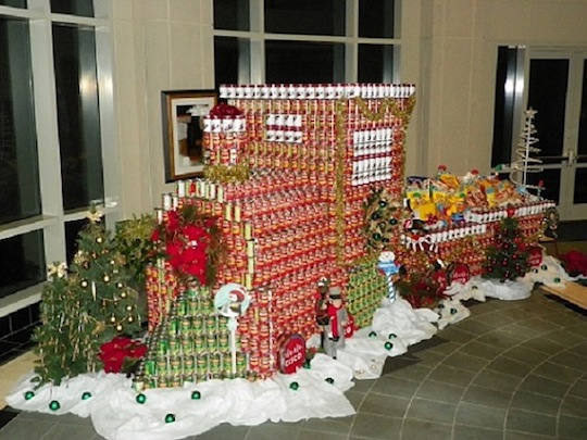 The Lawrenceville choo-choo train delivers a coal car of food for the hungry.