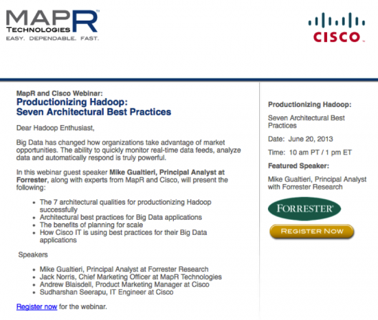 Mapr webinar invite