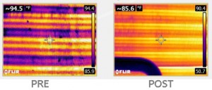 Infrared scan of coil before and after treatment