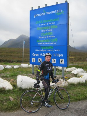 Me on my first RAB day - never thought I'd cycle to Glencoe Ski Center never mind right by it for another 30 miles to Fort William