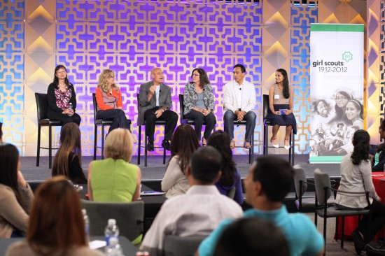 Cisco Senior Executive Panel in San Jose, CA: VP Kim Marcelis, CMO Blair Christie, SVP Randy Pond, CIO Rebecca Jacoby, SVP Guillermo Diaz, and girl scout moderator Rachna Mandalam