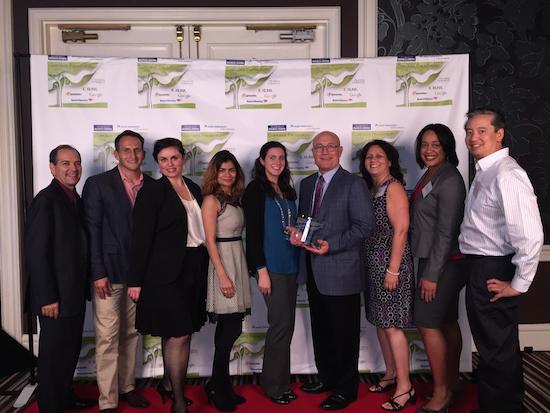 Cisco employees, led by Senior Vide President Randy Pond (4th from right) accept the top Silicon Valley Philanthropist Award from the Silicon Valley Business Journal