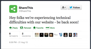 ShareThis goes down Aug 21