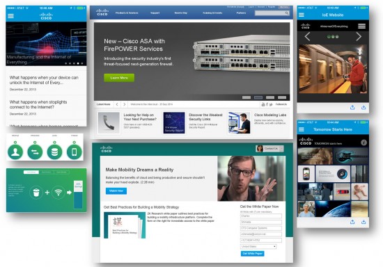 A sampling of some of the visual designs in our Cisco.com and mobile digital space.