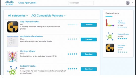 Cisco ACI App Center GUI