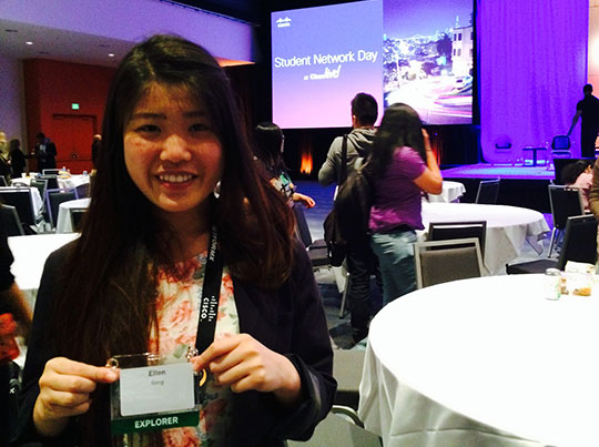 The day before her graduation from San Jose State University, Ellen Song attended Student Network Day at Cisco Live to learn more about the technology sector as a potential career path. 