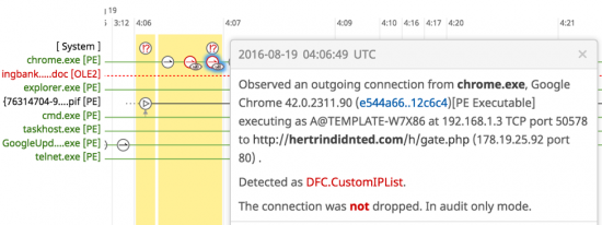 Figure 30.0: The command and control contact details within Device Trajectory