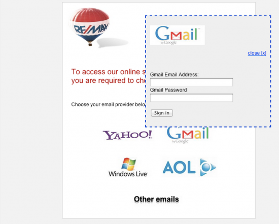 First RE/MAX phishing attack observed in April 2012