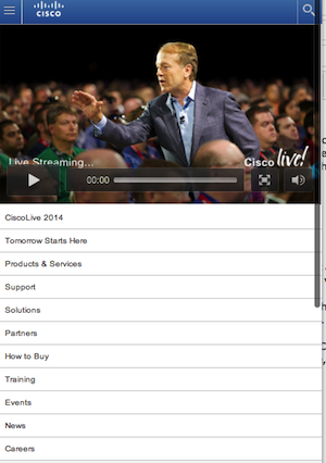Mobile View: Tablet view:  Watch Cisco Live Keynotes on your tablet directly from Cisco.com