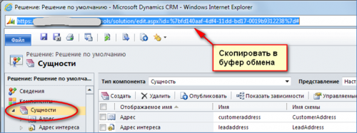 Строчка URL (Microsoft CRM)