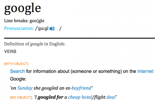 Google verb definition