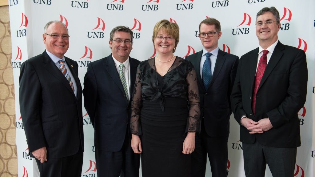 G-D: Dr. David Coleman, Dean of Engineering, UNB; Rod Murphy, Regional Manager, Cisco Canada; Dr. Monica Wachowicz, Cisco Chair in Big Data, UNB; Mike Ansley, SVP, Cisco Canada; Dr. Eddy Campbell, President, UNB.